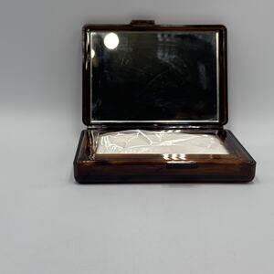 Lucite‎ Tissue Box & Mirror Compact Set From Holiday Inn Des Moines Iowa Rare
